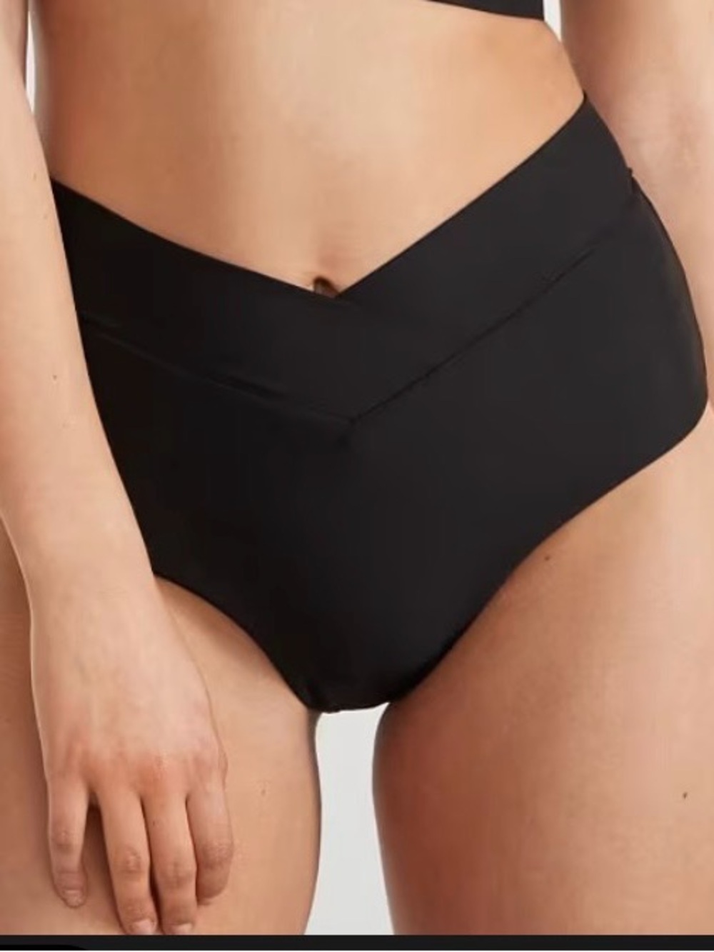 V-Front High Waist Bikini Bottoms in Black